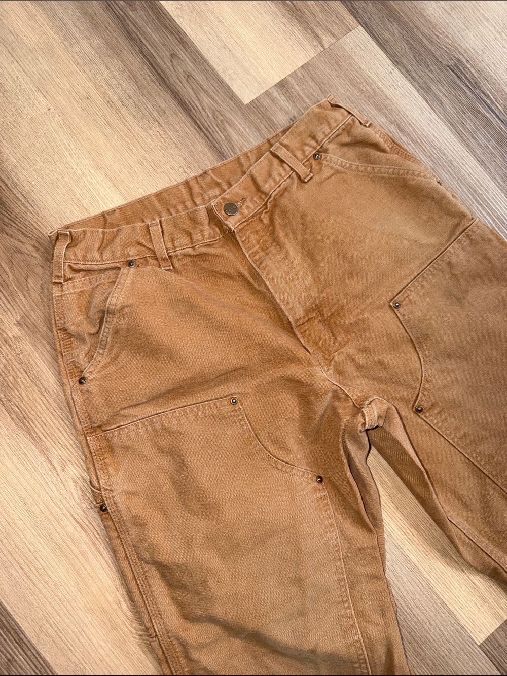 Carhartt Vintage 1990s Double Knee Brown Canvas Work Pants Loose Fit 34X32 - Picture 2 of 10